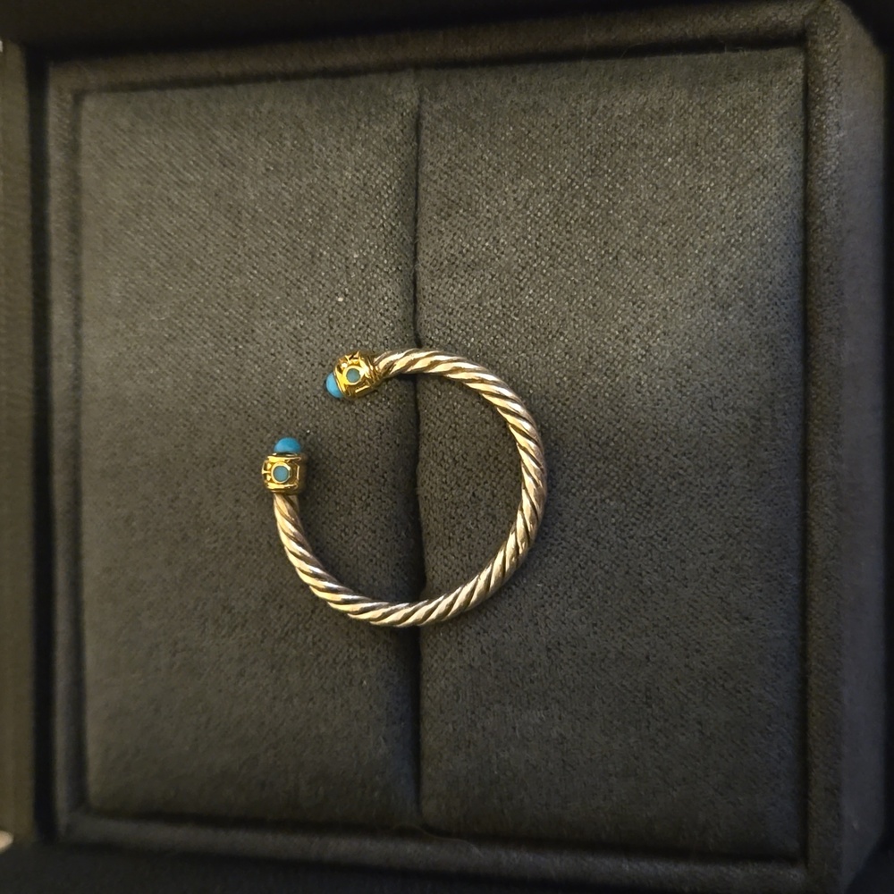 David Yurman Renaissance Ring Sterling Silver w 14K Y Gold, Turquoise & Diamonds